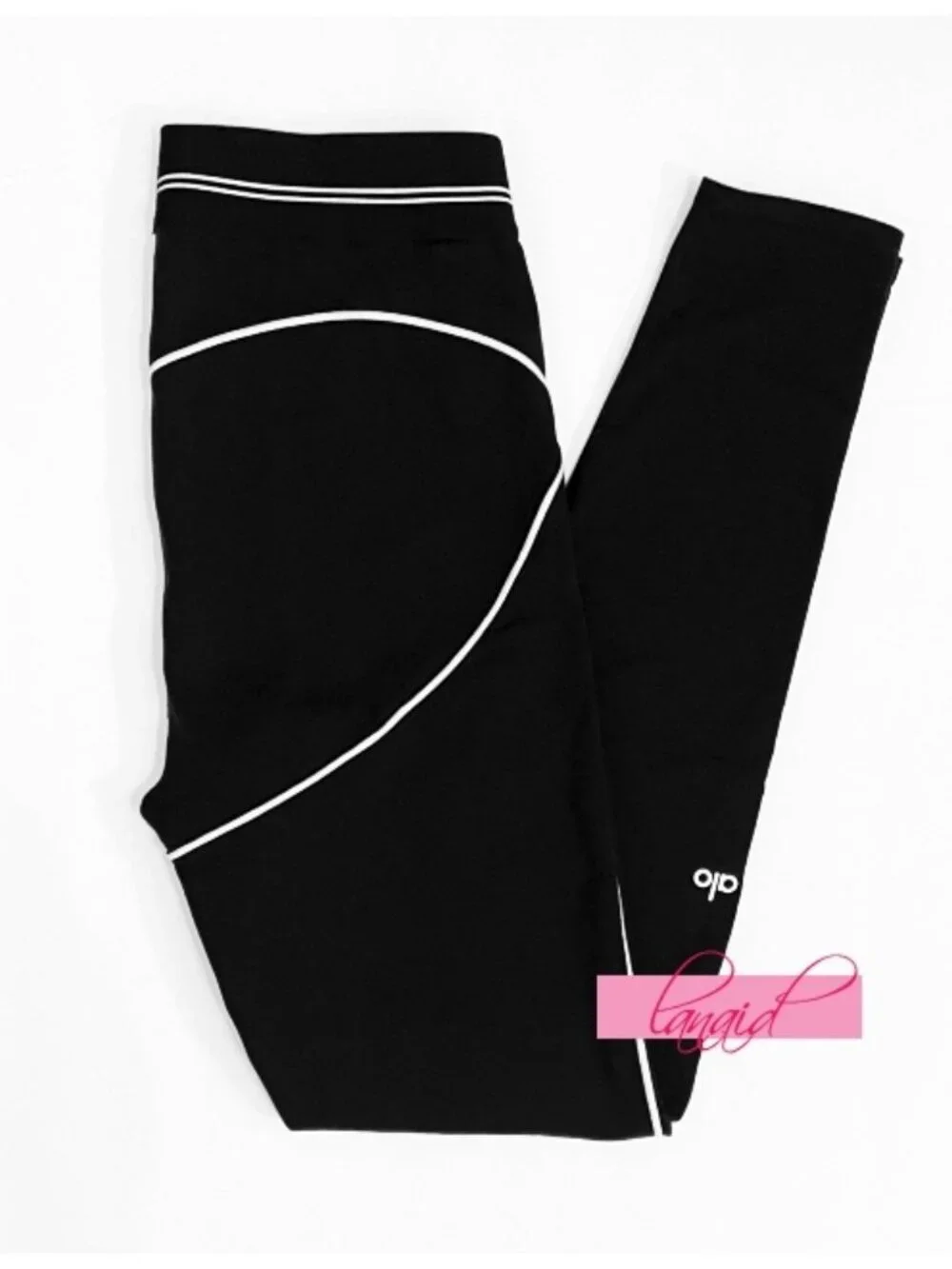 Alo Airbrush High-Waist Heart Throb Leggings Black White Hi-Rise Waisted Tights